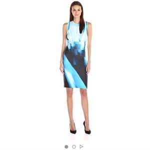 Calvin Klein Sheath Dress in Adriatic/ Soft White